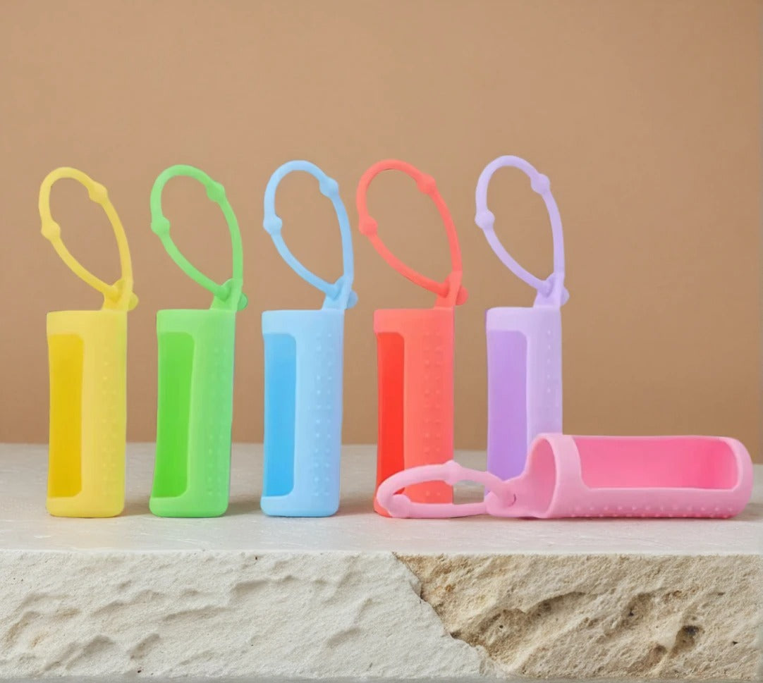 Bright and Fun Essential Oil Holder - Silicone Sleeves and Keychain Case to Keep Your Essential Oil Bottles Safe