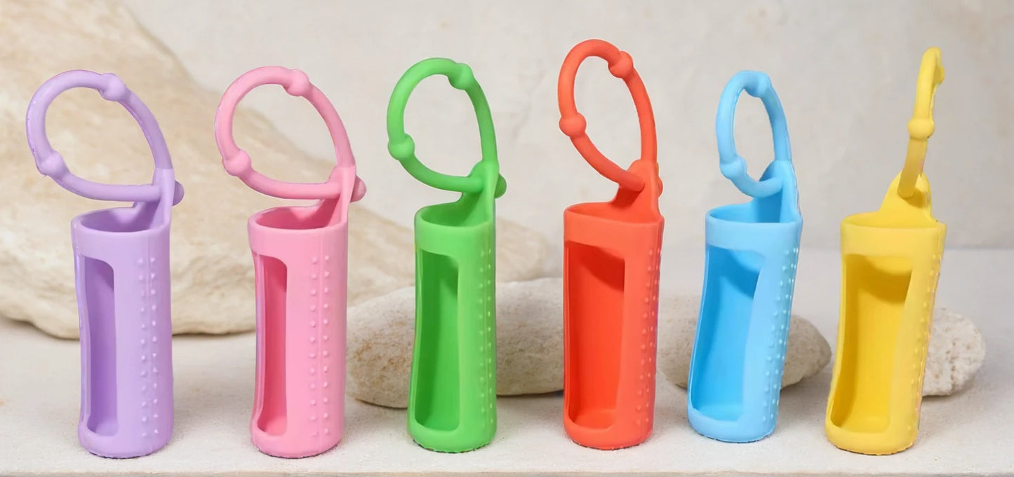 Bright and Fun Essential Oil Holder - Silicone Sleeves and Keychain Case to Keep Your Essential Oil Bottles Safe