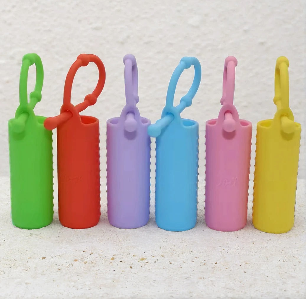 Bright and Fun Essential Oil Holder - Silicone Sleeves and Keychain Case to Keep Your Essential Oil Bottles Safe